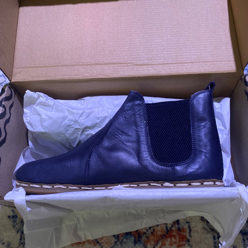 Women's Blue Barefoot Chelsea Boots from Atlantis Handmade Shies